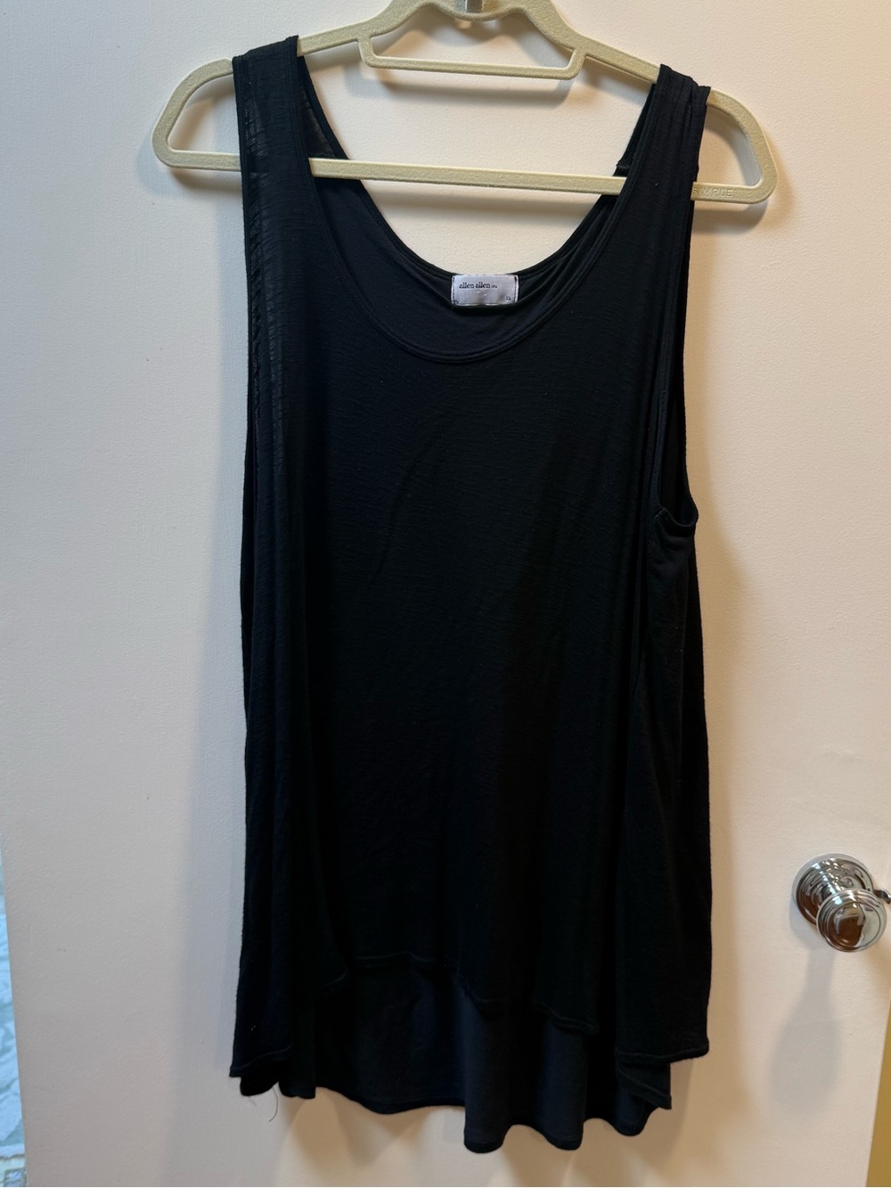 Women's Black Sleeveless Tank Top with open back detailing by Allen Allen